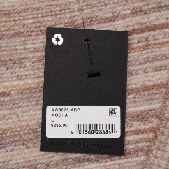 ATM Anthony Thomas Melillo Space Dyed V-Neck Sweater Neutral Stripe Small NWT - Picture 11 of 11